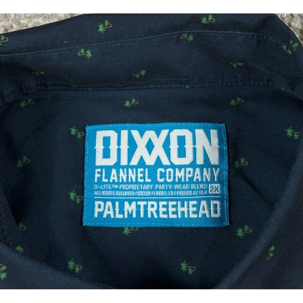 Dixxon Flannel Co Shirt Mens 2XL Blue Short Sleeve Palm Tree Lightweight Stretch - Picture 6 of 10
